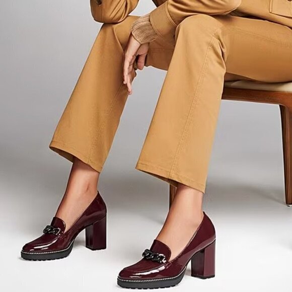 Naturalizer Callie Patent Leather Chain Detail Lug Sole Moc Loafer Pumps